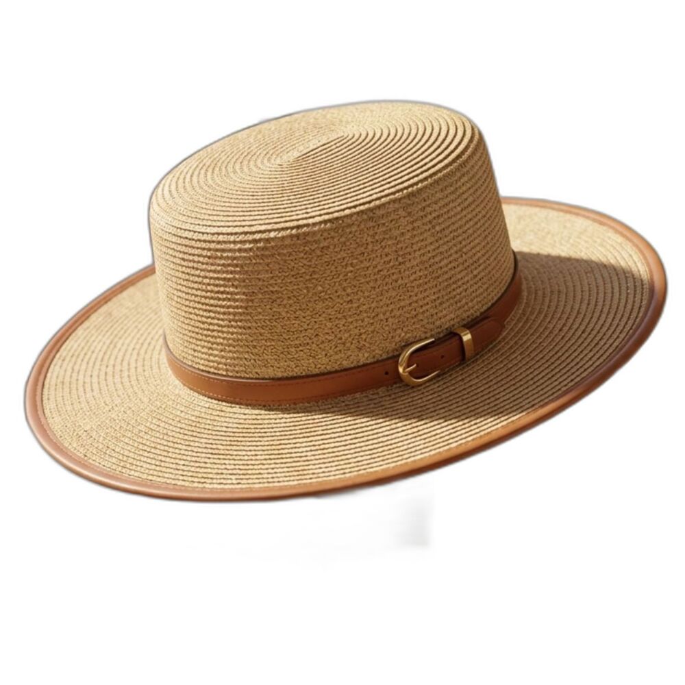 Straw Boater Hat Wide Brim Sun Fedora Tan Woven Panama Beach Lifeguard Summer